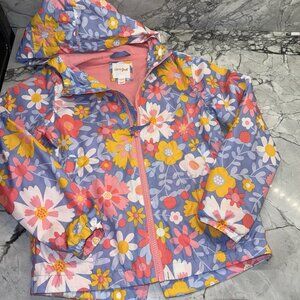 Cat & Jack Girls Size 6/6x Floral Rain Jacket Spring Lightweight